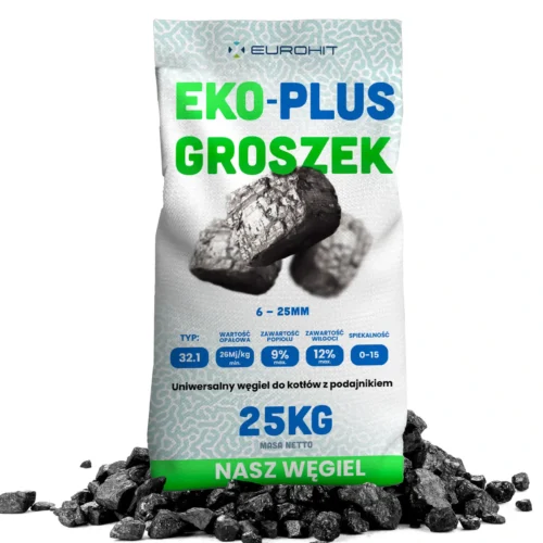 Ecogroszek ECO-PLUS palet 750 kg, cărbune în saci